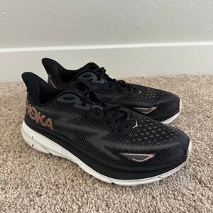 Hoka Clifton 9 Running Shoes Womens 9B Black Copper 1127896-BCOP